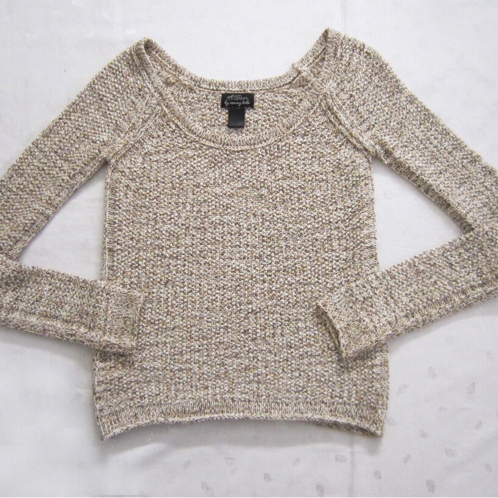 Torn by Ronny Kobo Scoop Neck Knit Pullover Sweater in Beige Size S EUC